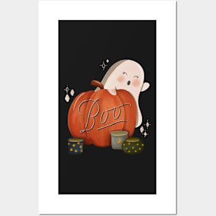 Boo cute ghost pumpkin Posters and Art